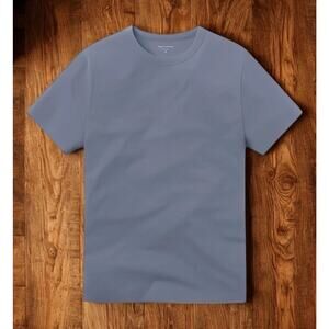 Mott & Bow Driggs Classic Crew Tee Mens Large Vintage Blue 100% Cotton Peru EUC